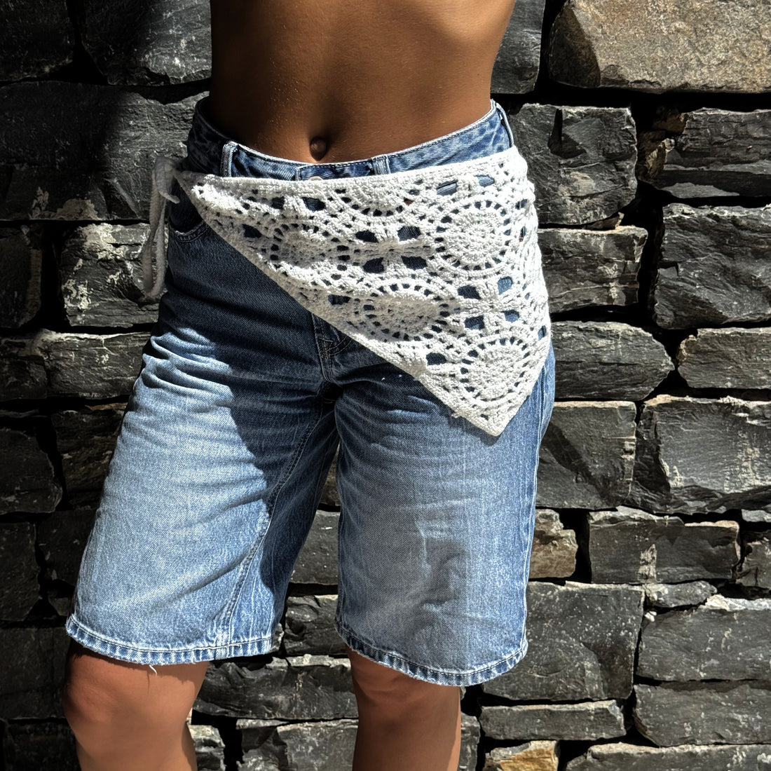 Foulard crochet ajouré – Blanc