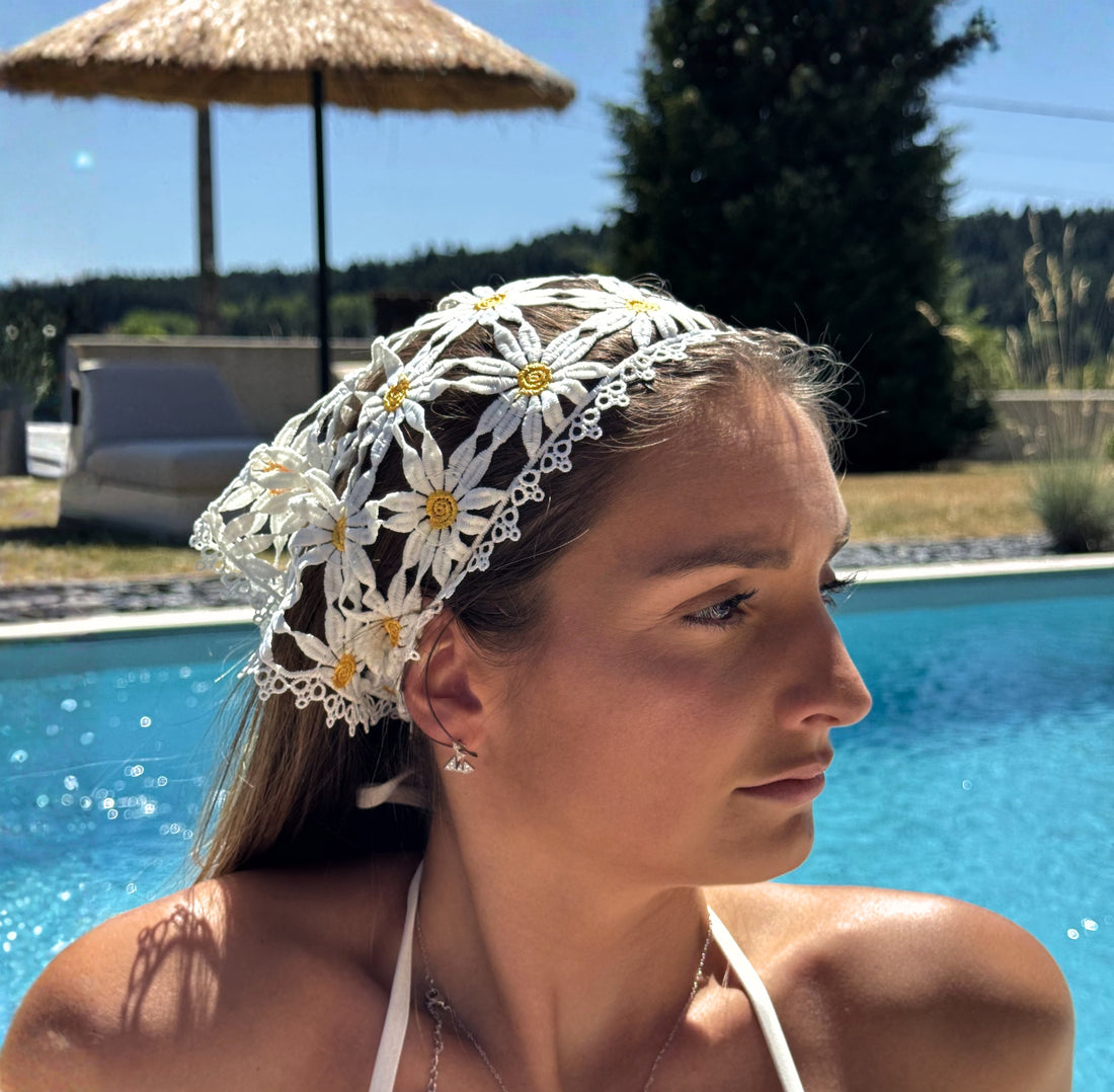 Foulard crochet marguerites