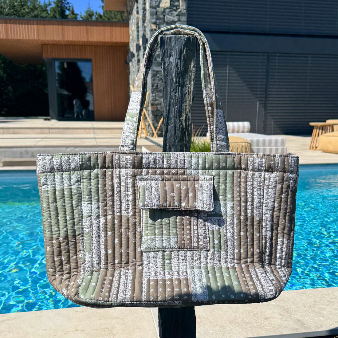 Sac de plage matelassé – Kaki camouflage 🌿