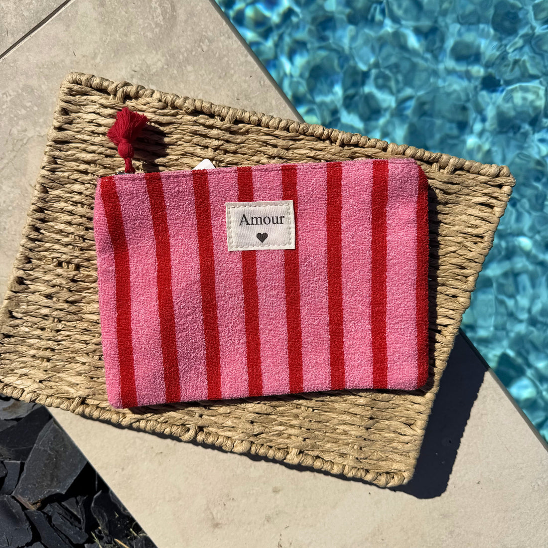 Pochette rayée – Rouge ❤️