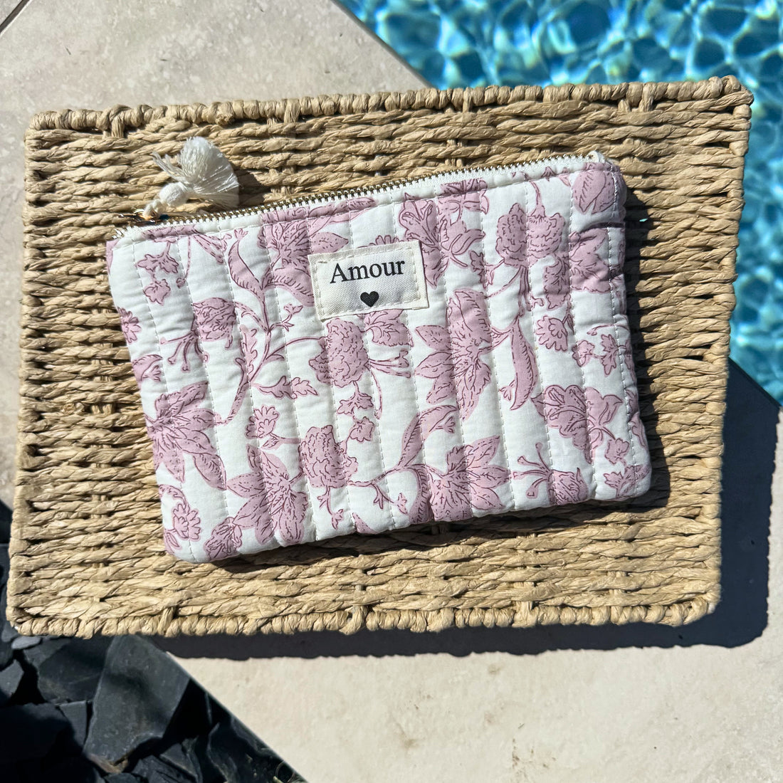 Pochette fleurie – Rose poudré 🌷