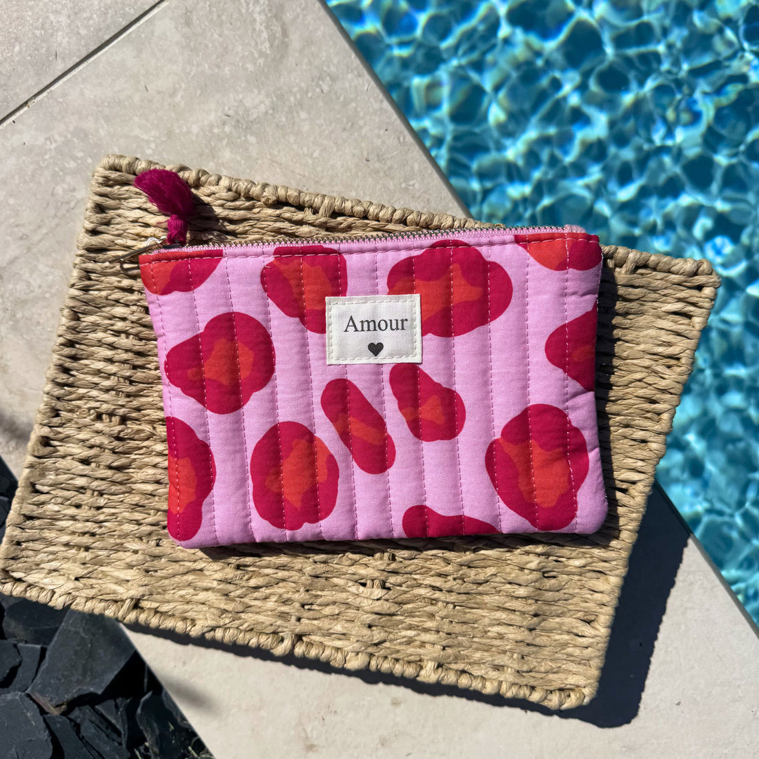 Pochette tâches – Rose & rouge ❤️