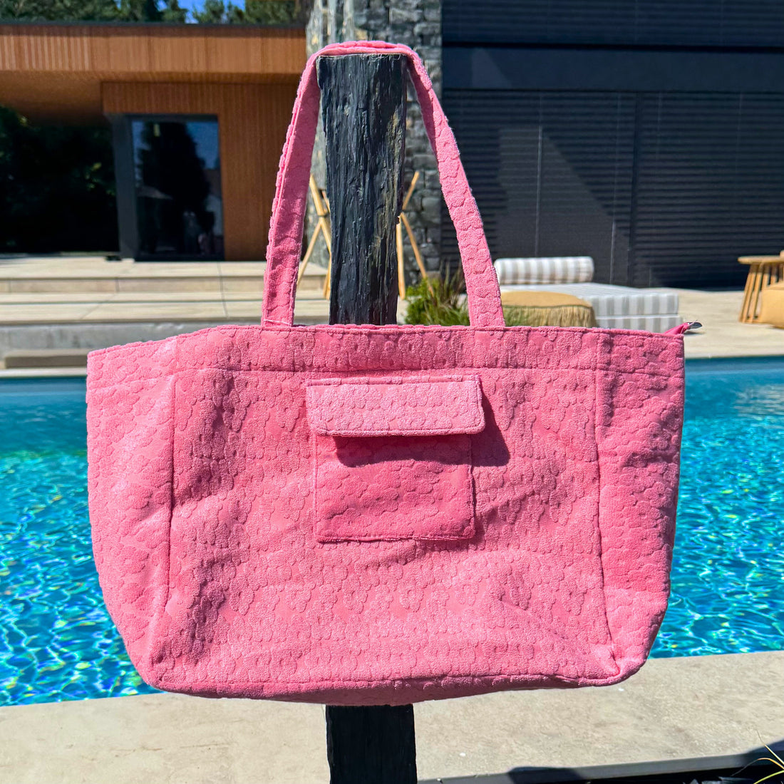 Sac de plage matelassé – Rose 🌸