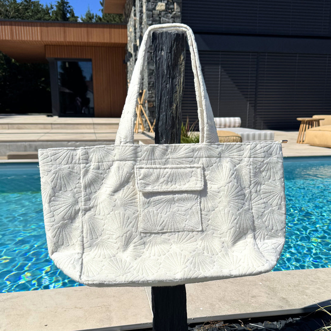 Sac de plage matelassé – Écru 🤍