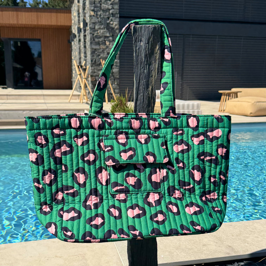 Sac de plage matelassé – Léopard vert 🐆