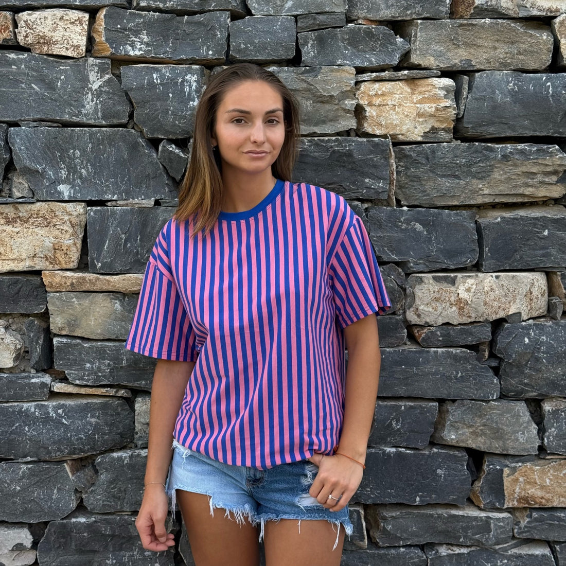 T-shirt à cœur ouvert rayé 💗