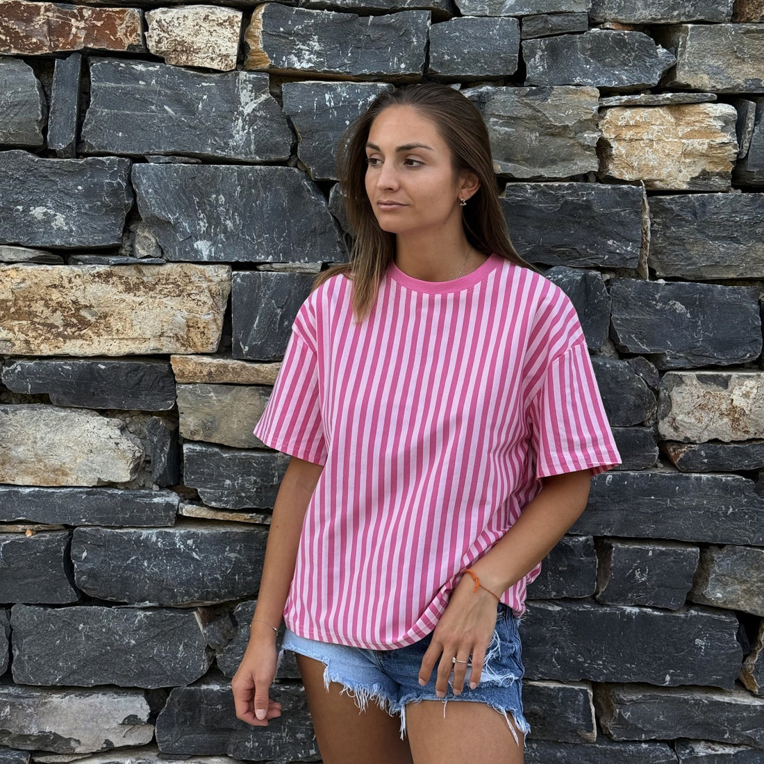 T-shirt à cœur ouvert rayé 💗